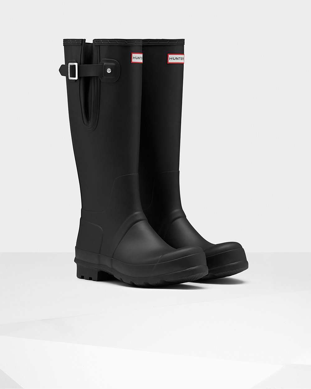 Men Hunter Original Side Adjustable | Tall Rain Boots Black | NZ-15943-KMGA